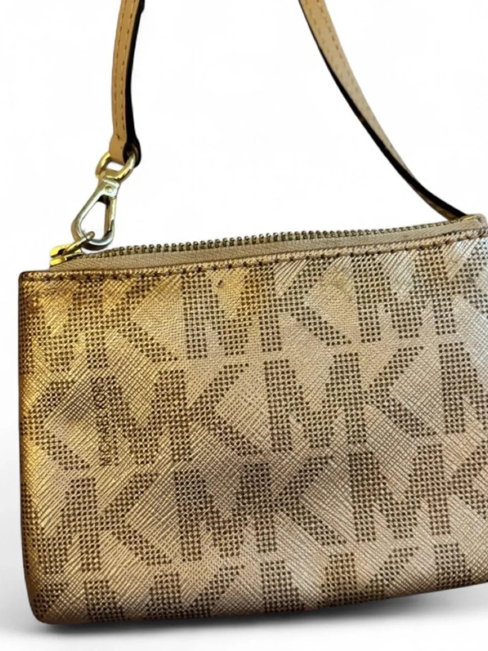 Michael Kors Metallic Gold Monogram Wristlet